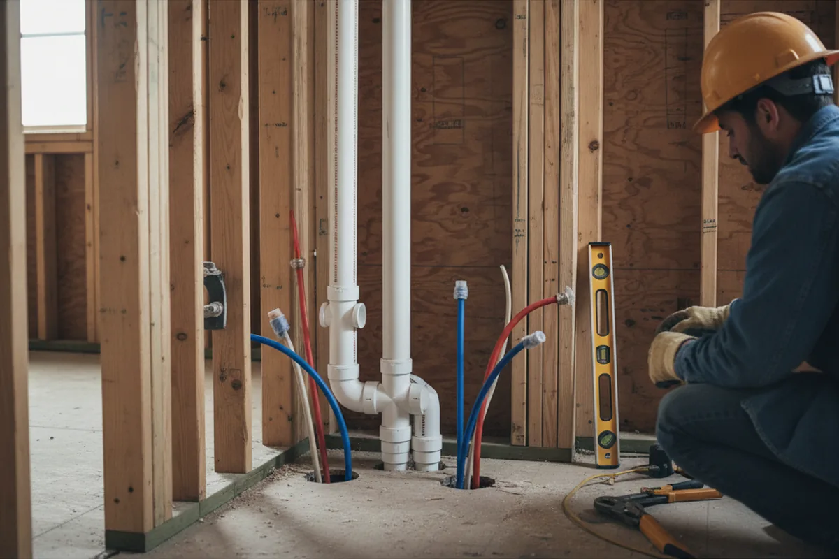 Drain and supply rough-in during Sump Pump Repair in Half Moon Bay